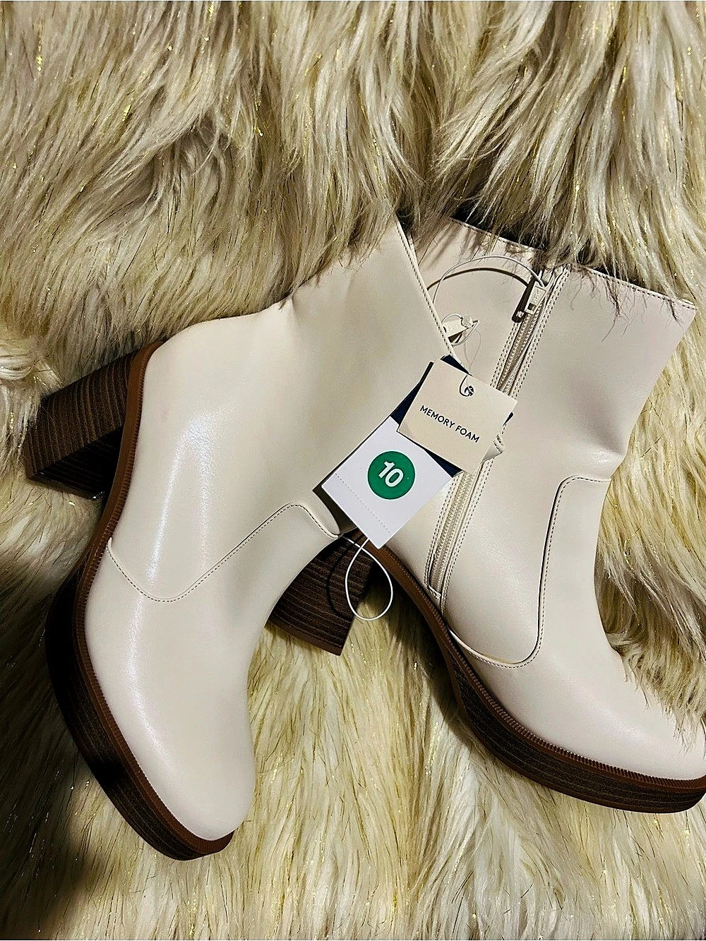 Universal thread Cream Memory Foam Women Ankle Boots